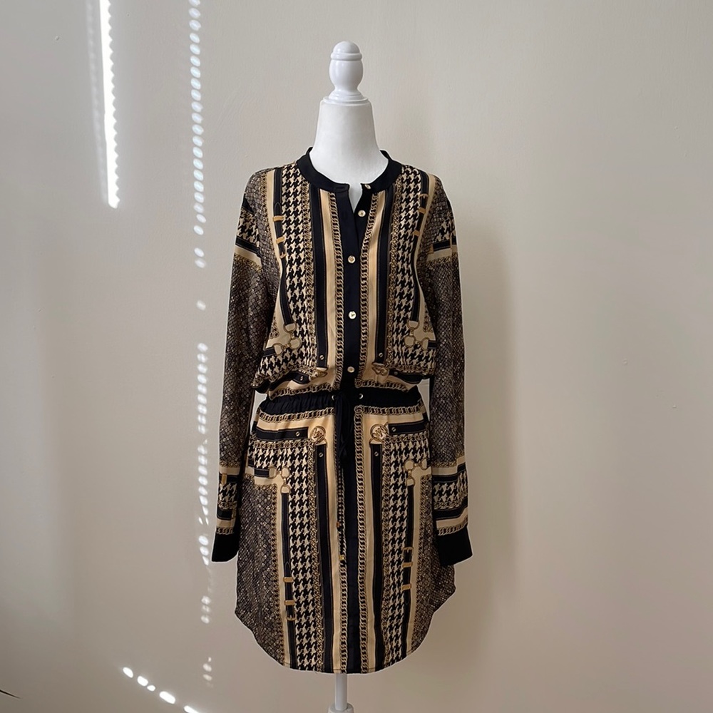 Michael Kors black & gold chain link dress